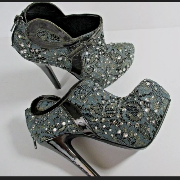 Eva & Zoe Shoes - Eva & Zoe Lace Rhinestones Romantic Goth #S5